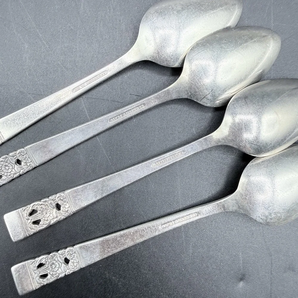 Oneida Community CORONATION Silverplate Flatware 1936 Set of 4 Teaspoons Vintage